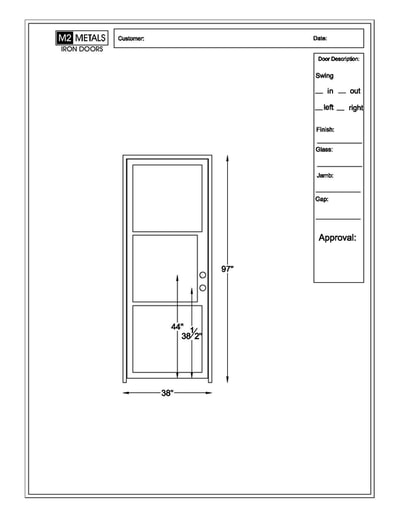 Single low profile 3 lite 
M2 Modern Steel Door.